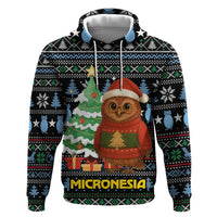 Micronesia Christmas Zip Hoodie with Santa Owl Christmas Tree Gifts and Snowflake - Wonder Print Shop