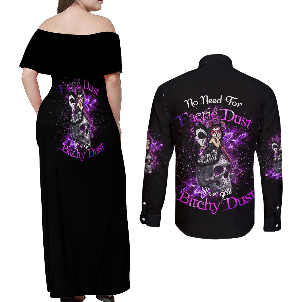 I've Got B Dust Couples Matching Off Shoulder Maxi Dress and Long Sleeve Button Shirt - Wonder Print Shop