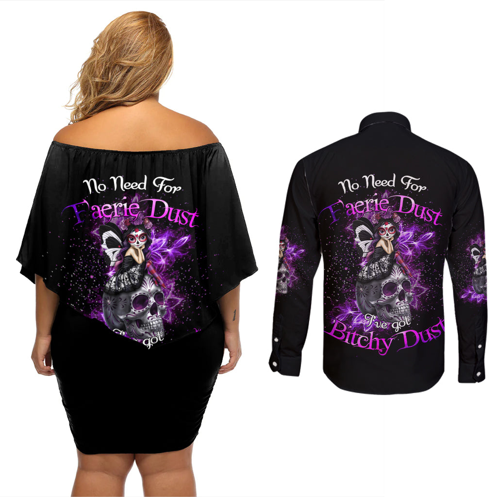 I've Got B Dust Couples Matching Off Shoulder Short Dress and Long Sleeve Button Shirt - Wonder Print Shop