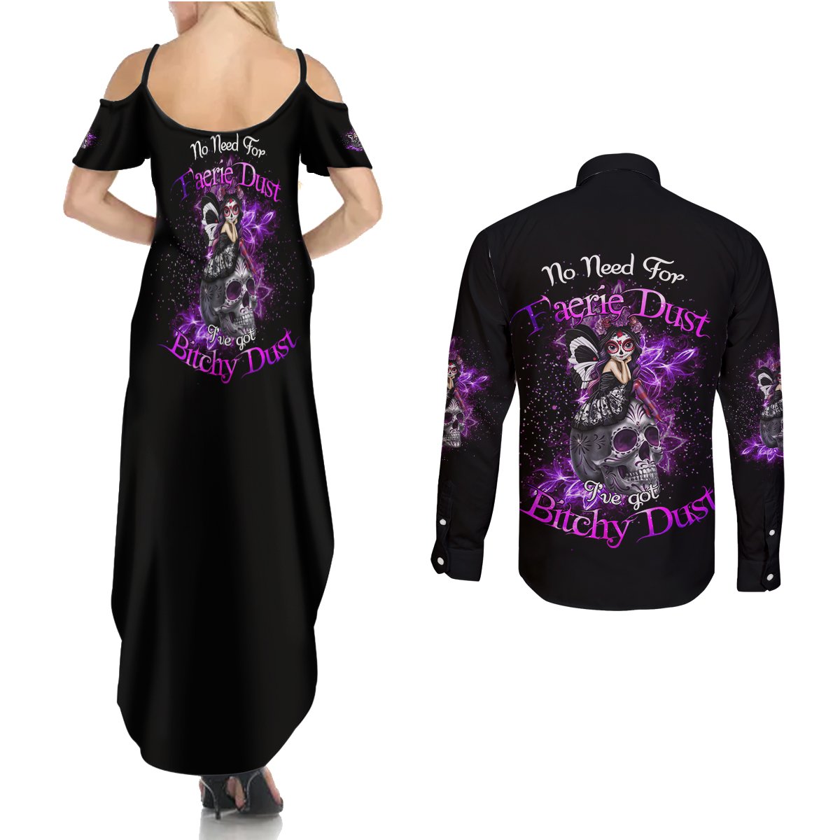 I've Got B Dust Couples Matching Summer Maxi Dress and Long Sleeve Button Shirt - Wonder Print Shop