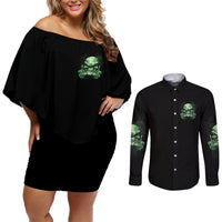 My Give A F Madly Skull Couples Matching Off Shoulder Short Dress and Long Sleeve Button Shirt - Wonder Print Shop