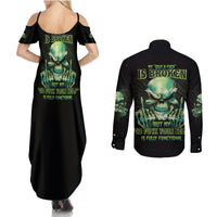 My Give A F Madly Skull Couples Matching Summer Maxi Dress and Long Sleeve Button Shirt - Wonder Print Shop