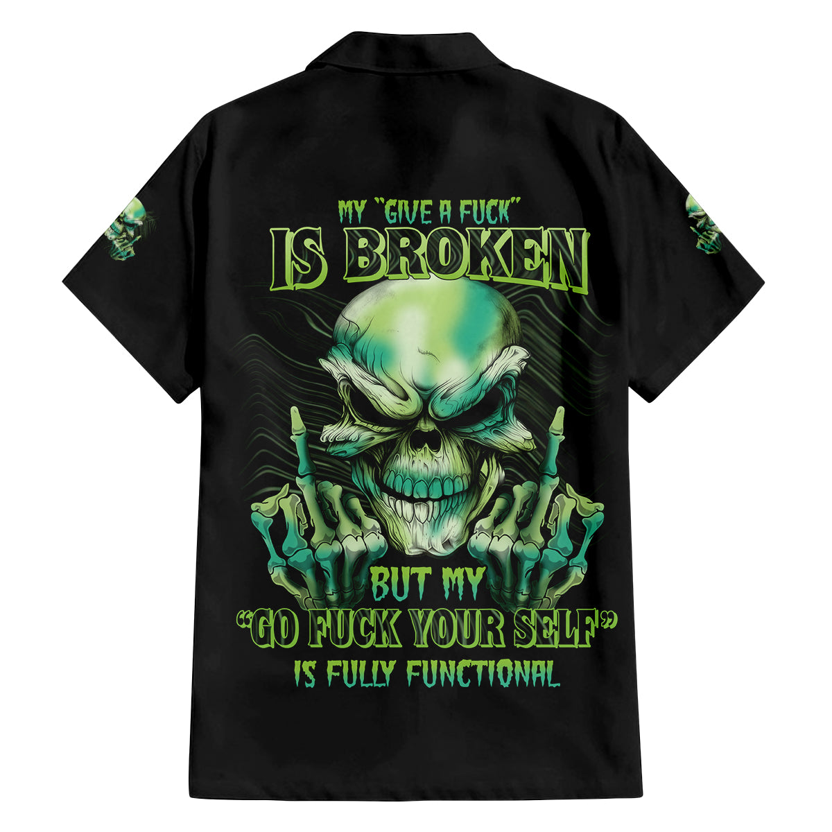 My Give A F Madly Skull Family Matching Off Shoulder Long Sleeve Dress and Hawaiian Shirt - Wonder Print Shop