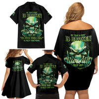 My Give A F Madly Skull Family Matching Off Shoulder Short Dress and Hawaiian Shirt - Wonder Print Shop