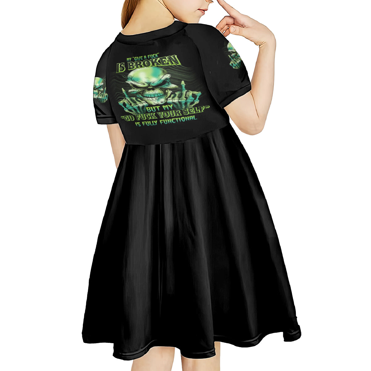 My Give A F Madly Skull Kid Short Sleeve Dress - Wonder Print Shop