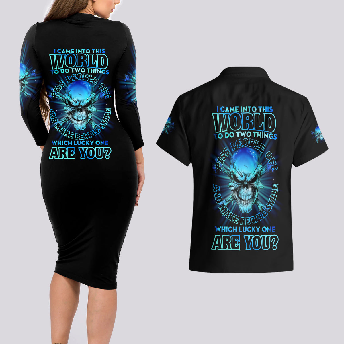 I Came Into This World Couples Matching Long Sleeve Bodycon Dress and Hawaiian Shirt - Wonder Print Shop