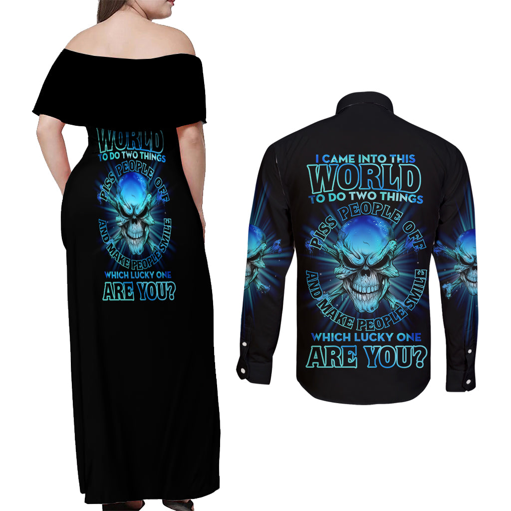 I Came Into This World Couples Matching Off Shoulder Maxi Dress and Long Sleeve Button Shirt - Wonder Print Shop