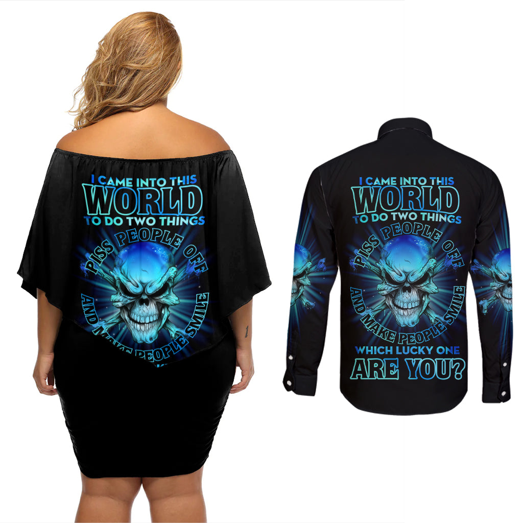 I Came Into This World Couples Matching Off Shoulder Short Dress and Long Sleeve Button Shirt - Wonder Print Shop