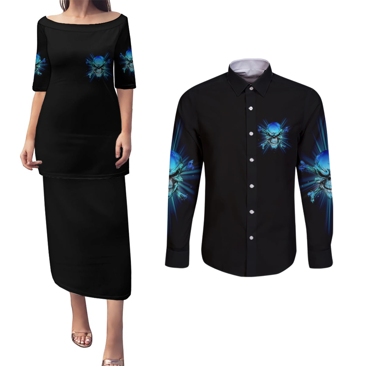 I Came Into This World Couples Matching Puletasi Dress and Long Sleeve Button Shirt - Wonder Print Shop