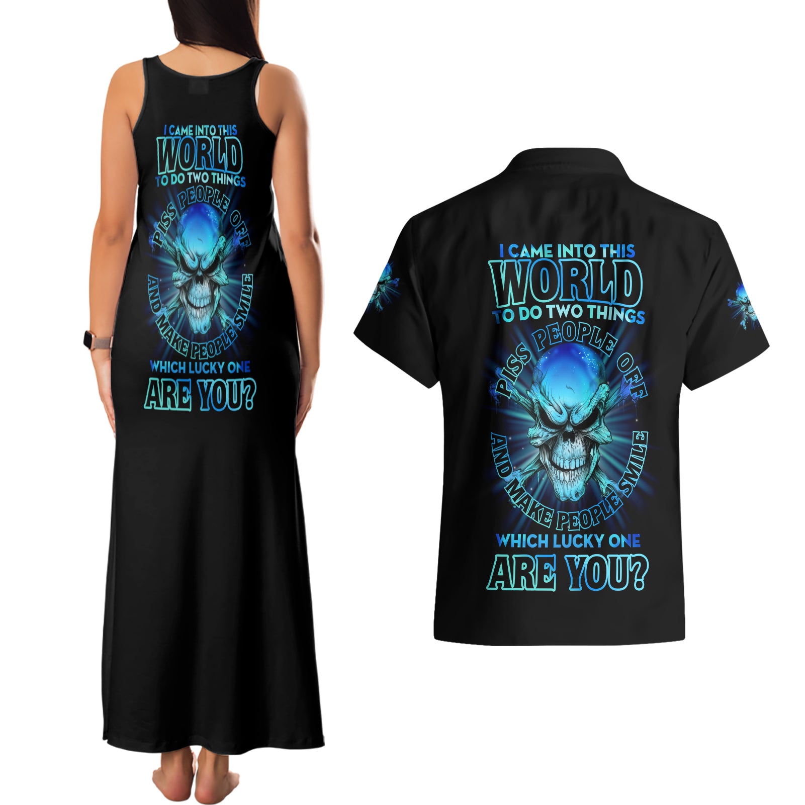 I Came Into This World Couples Matching Tank Maxi Dress and Hawaiian Shirt - Wonder Print Shop