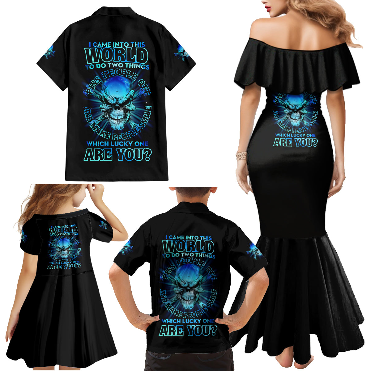 I Came Into This World Family Matching Mermaid Dress and Hawaiian Shirt - Wonder Print Shop