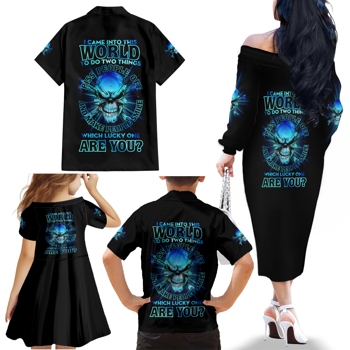 I Came Into This World Family Matching Off Shoulder Long Sleeve Dress and Hawaiian Shirt - Wonder Print Shop