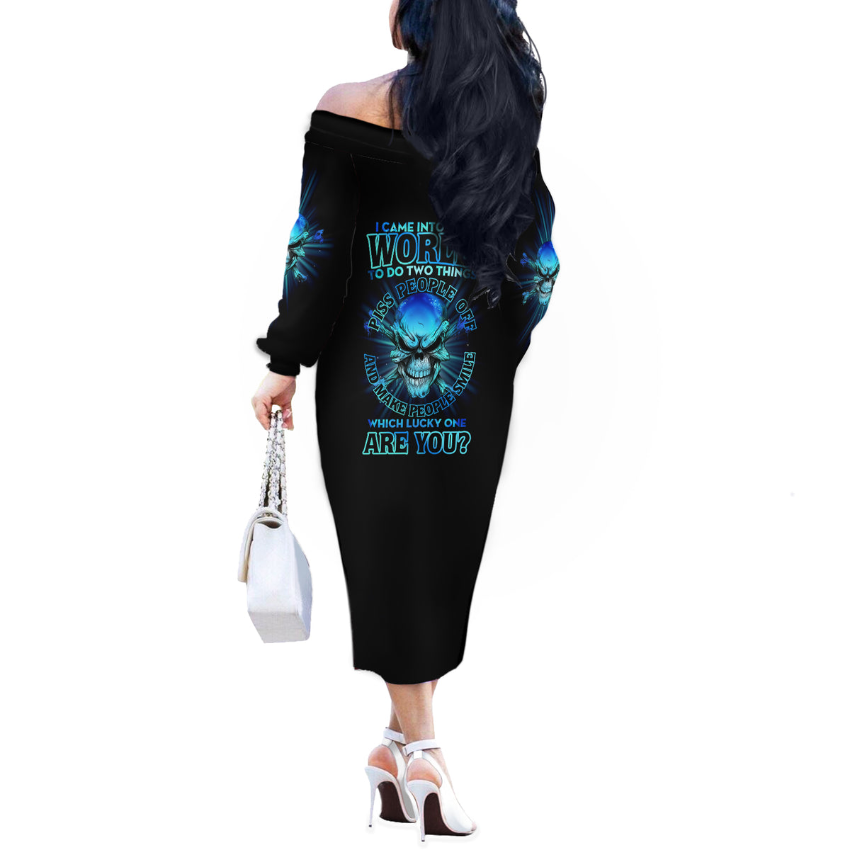 I Came Into This World Off The Shoulder Long Sleeve Dress - Wonder Print Shop