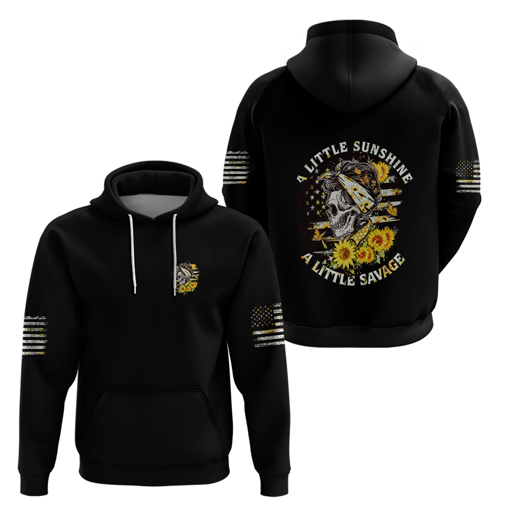 A Little Sunshine A Little Savage Skull Hoodie - Wonder Print Shop