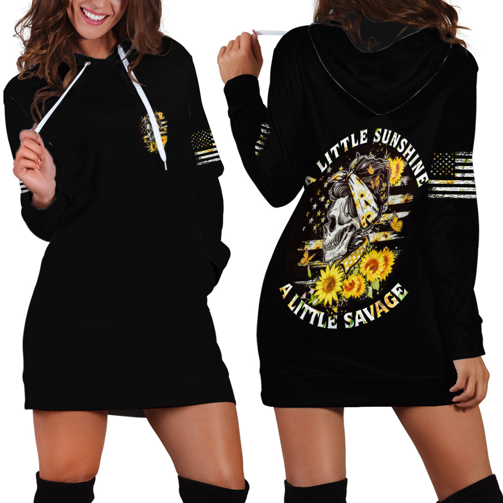 A Little Sunshine A Little Savage Skull Hoodie Dress - Wonder Print Shop