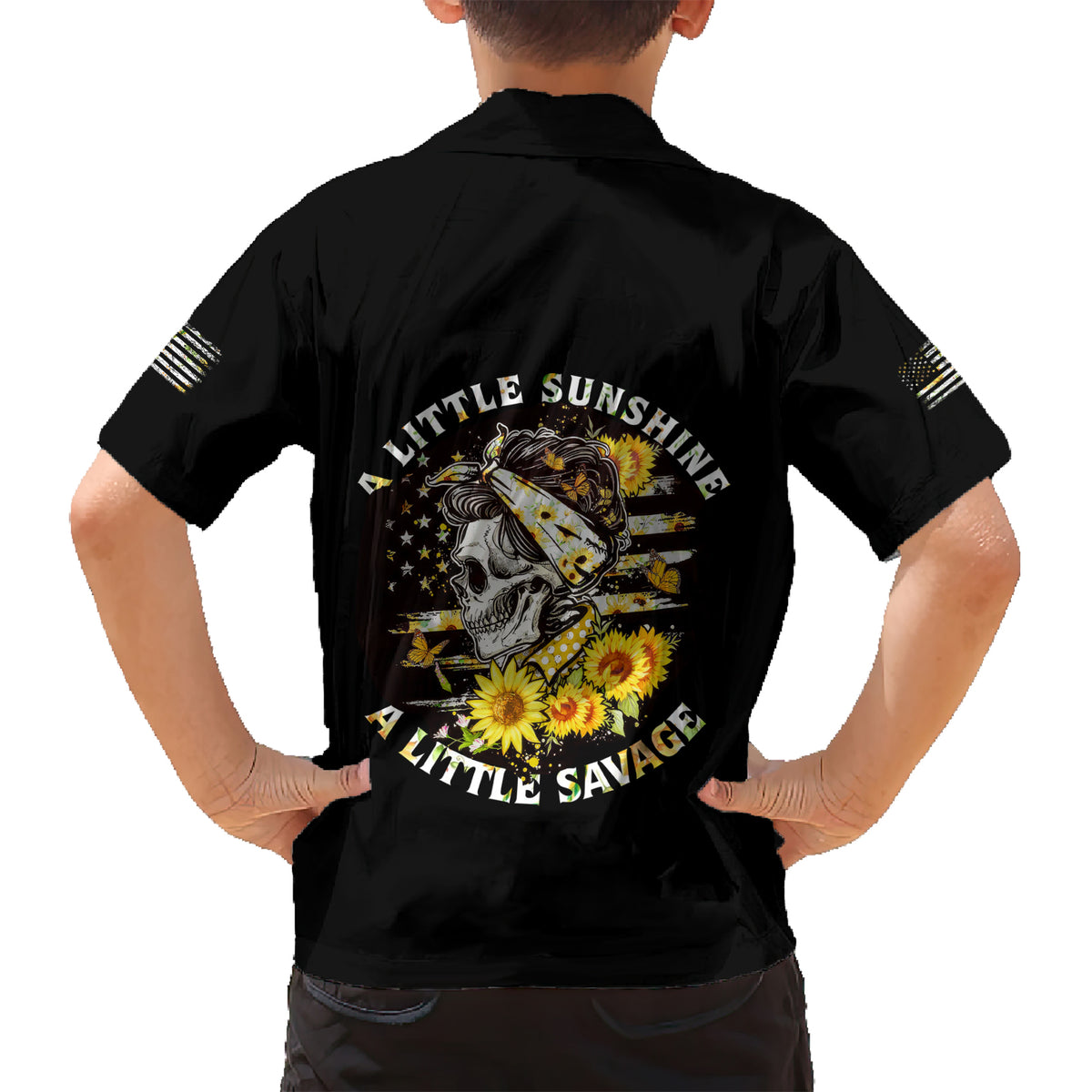 A Little Sunshine A Little Savage Skull Kid Hawaiian Shirt - Wonder Print Shop