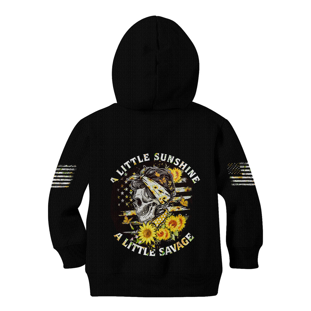 A Little Sunshine A Little Savage Skull Kid Hoodie - Wonder Print Shop