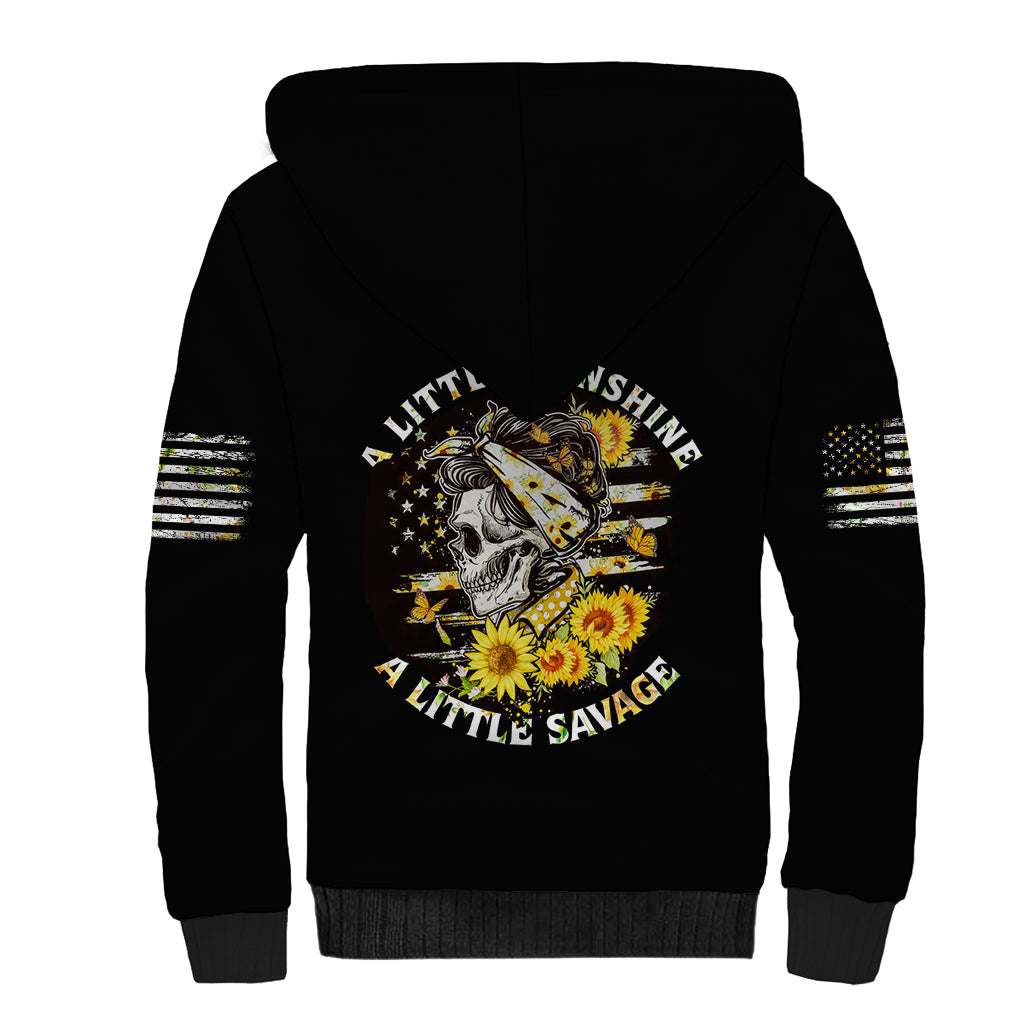 A Little Sunshine A Little Savage Skull Sherpa Hoodie - Wonder Print Shop