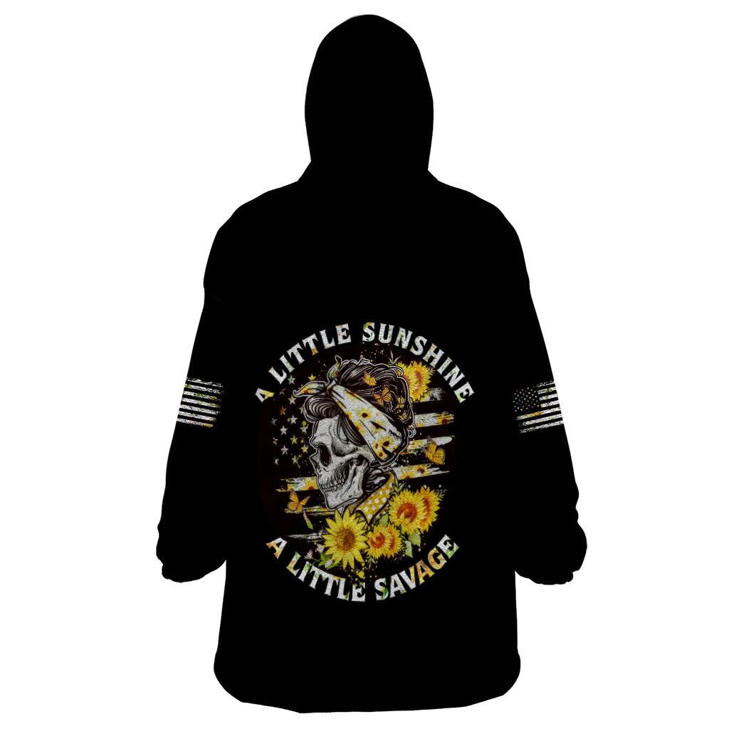 A Little Sunshine A Little Savage Skull Wearable Blanket Hoodie - Wonder Print Shop