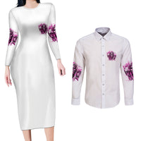 Always A Strong Women Skull Couples Matching Long Sleeve Bodycon Dress and Long Sleeve Button Shirt - Wonder Print Shop