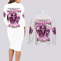 Always A Strong Women Skull Couples Matching Long Sleeve Bodycon Dress and Long Sleeve Button Shirt - Wonder Print Shop
