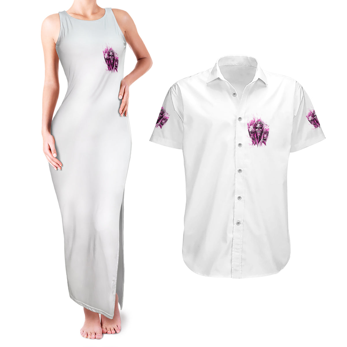 Always A Strong Women Skull Couples Matching Tank Maxi Dress and Hawaiian Shirt - Wonder Print Shop