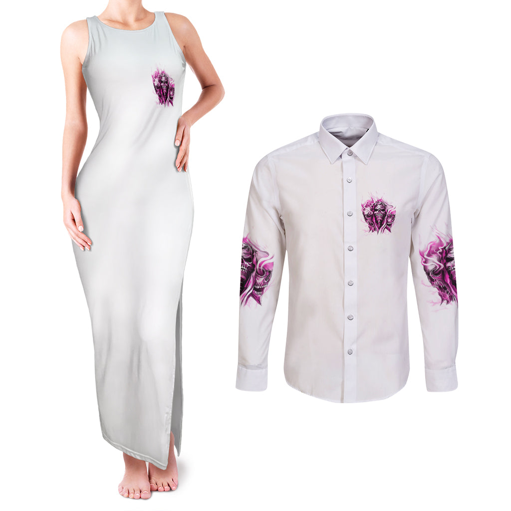 Always A Strong Women Skull Couples Matching Tank Maxi Dress and Long Sleeve Button Shirt - Wonder Print Shop