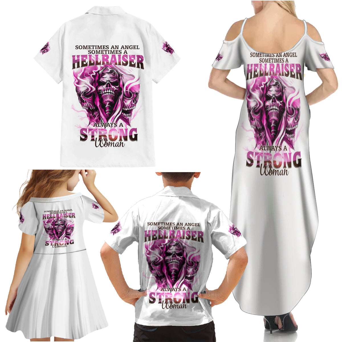 Always A Strong Women Skull Family Matching Summer Maxi Dress and Hawaiian Shirt - Wonder Print Shop