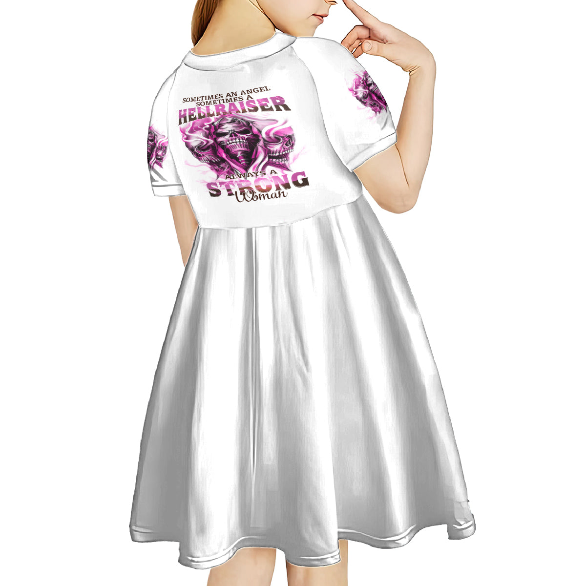 Always A Strong Women Skull Kid Short Sleeve Dress - Wonder Print Shop