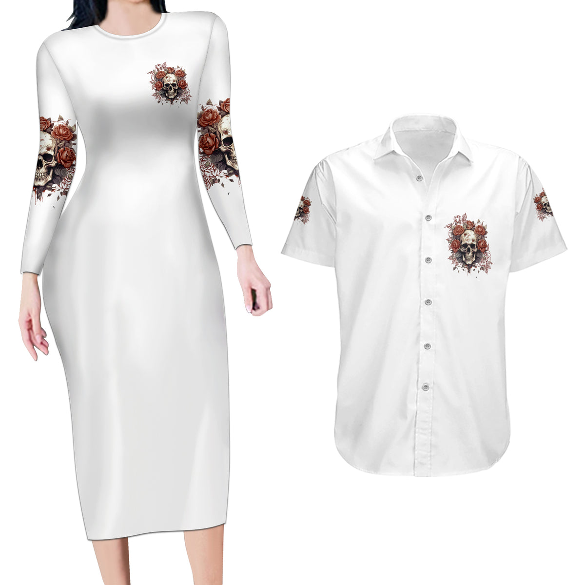 Don't Underestimate Me Couples Matching Long Sleeve Bodycon Dress and Hawaiian Shirt - Wonder Print Shop