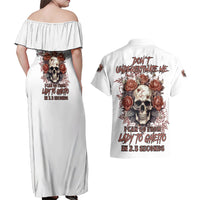 Don't Underestimate Me Couples Matching Off Shoulder Maxi Dress and Hawaiian Shirt - Wonder Print Shop