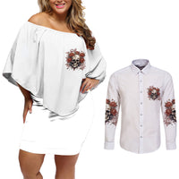 Don't Underestimate Me Couples Matching Off Shoulder Short Dress and Long Sleeve Button Shirt - Wonder Print Shop