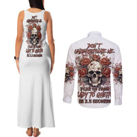Don't Underestimate Me Couples Matching Tank Maxi Dress and Long Sleeve Button Shirt - Wonder Print Shop