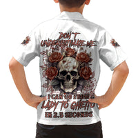 Don't Underestimate Me Family Matching Off Shoulder Short Dress and Hawaiian Shirt - Wonder Print Shop