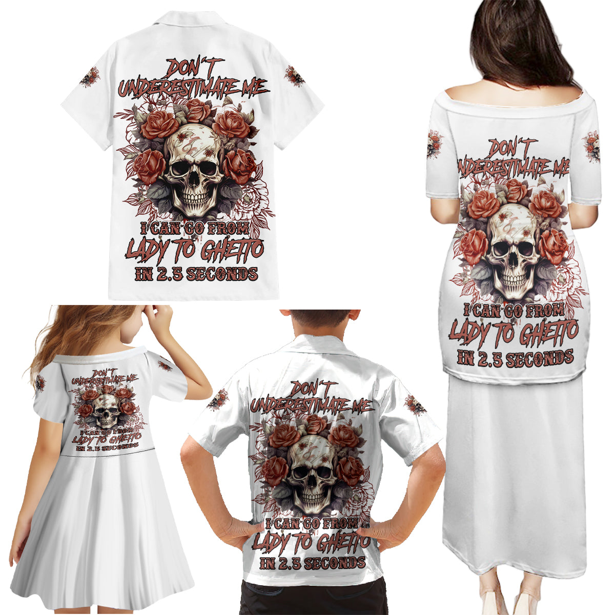 Don't Underestimate Me Family Matching Puletasi Dress and Hawaiian Shirt - Wonder Print Shop