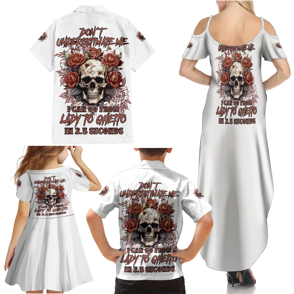 Don't Underestimate Me Family Matching Summer Maxi Dress and Hawaiian Shirt - Wonder Print Shop