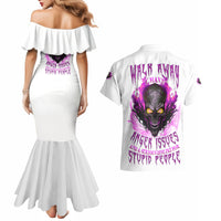 Walk Away Fire Eyes Skull Couples Matching Mermaid Dress and Hawaiian Shirt - Wonder Print Shop