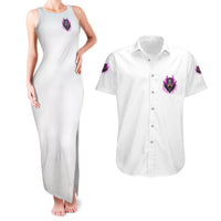 Walk Away Fire Eyes Skull Couples Matching Tank Maxi Dress and Hawaiian Shirt - Wonder Print Shop