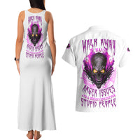 Walk Away Fire Eyes Skull Couples Matching Tank Maxi Dress and Hawaiian Shirt - Wonder Print Shop