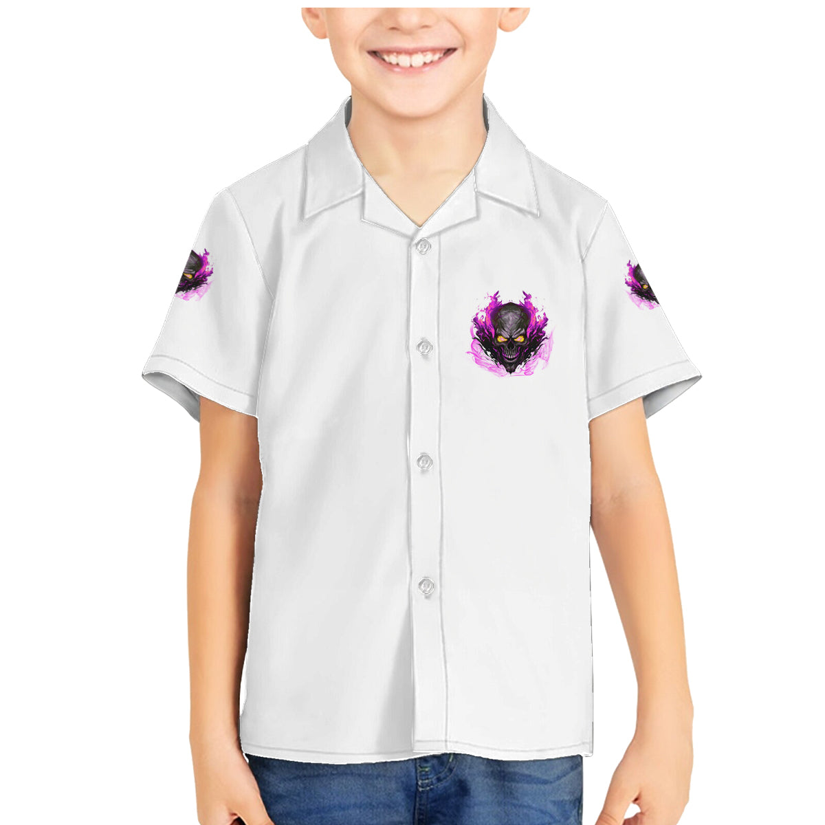 Walk Away Fire Eyes Skull Family Matching Mermaid Dress and Hawaiian Shirt - Wonder Print Shop