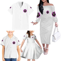 Walk Away Fire Eyes Skull Family Matching Off Shoulder Long Sleeve Dress and Hawaiian Shirt - Wonder Print Shop