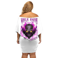 Walk Away Fire Eyes Skull Family Matching Off Shoulder Short Dress and Hawaiian Shirt - Wonder Print Shop