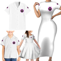 Walk Away Fire Eyes Skull Family Matching Short Sleeve Bodycon Dress and Hawaiian Shirt - Wonder Print Shop
