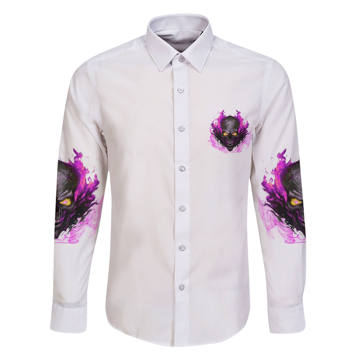 Walk Away Fire Eyes Skull Family Matching Short Sleeve Bodycon Dress and Hawaiian Shirt - Wonder Print Shop