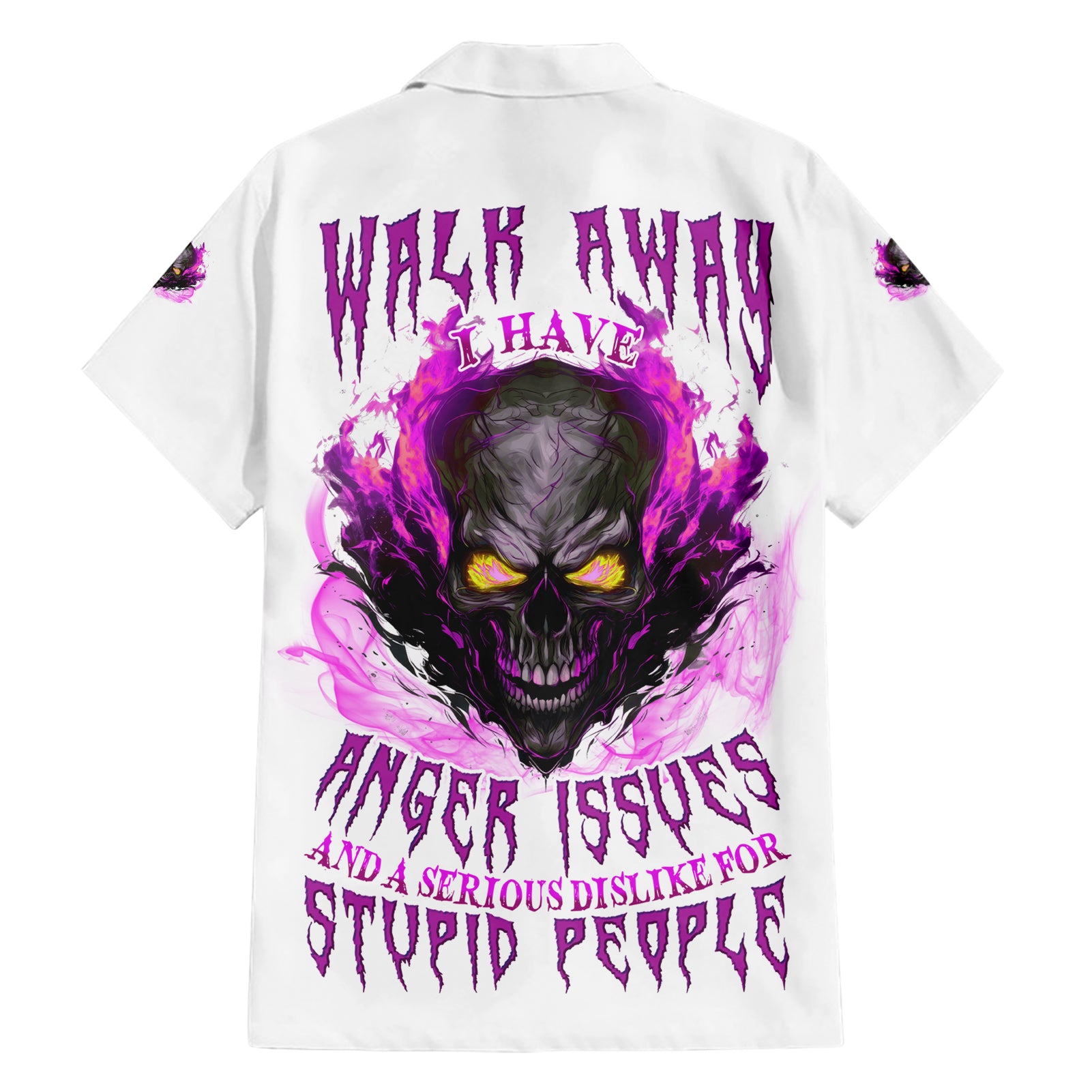 Walk Away Fire Eyes Skull Hawaiian Shirt - Wonder Print Shop