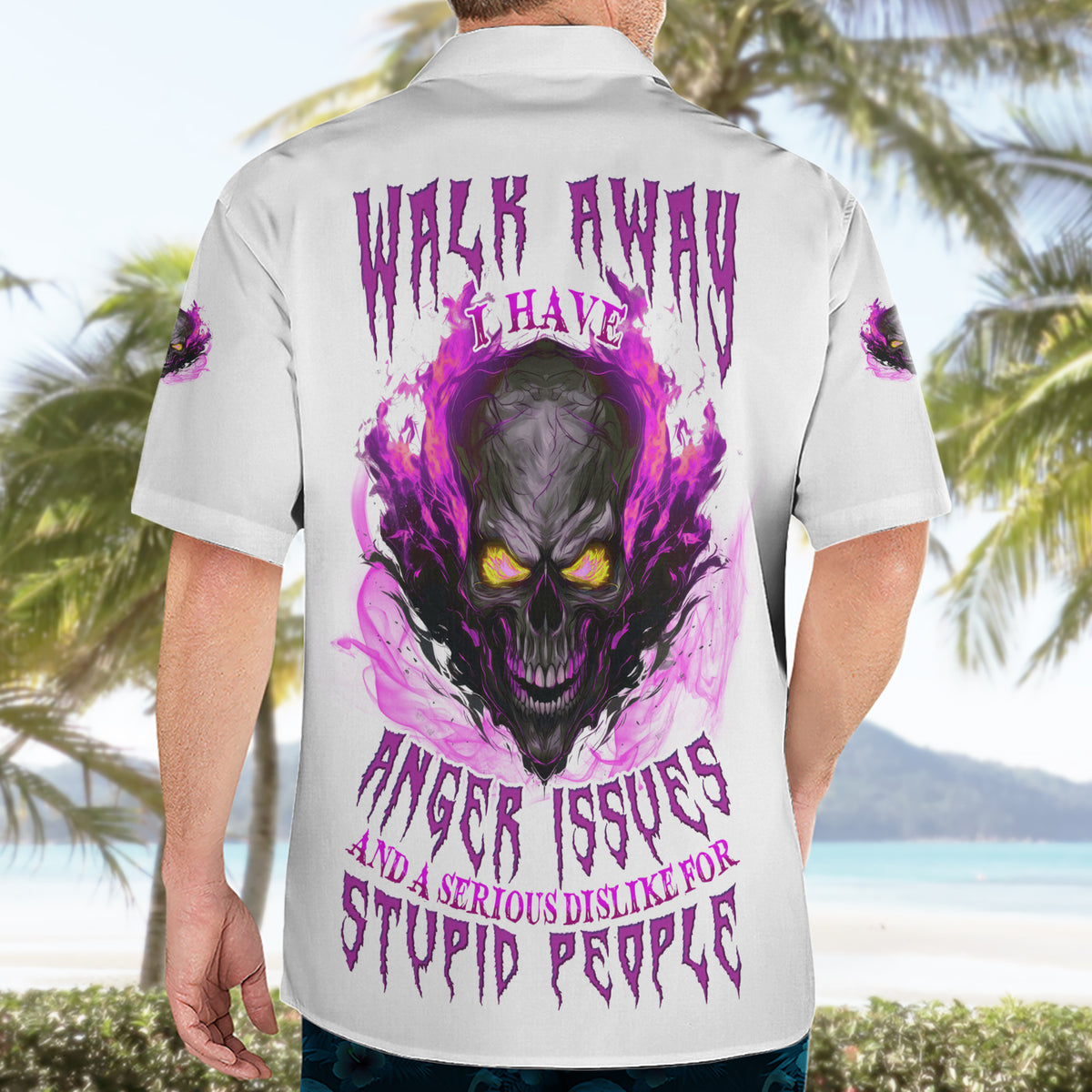 Walk Away Fire Eyes Skull Hawaiian Shirt - Wonder Print Shop