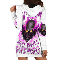 Walk Away Fire Eyes Skull Hoodie Dress - Wonder Print Shop