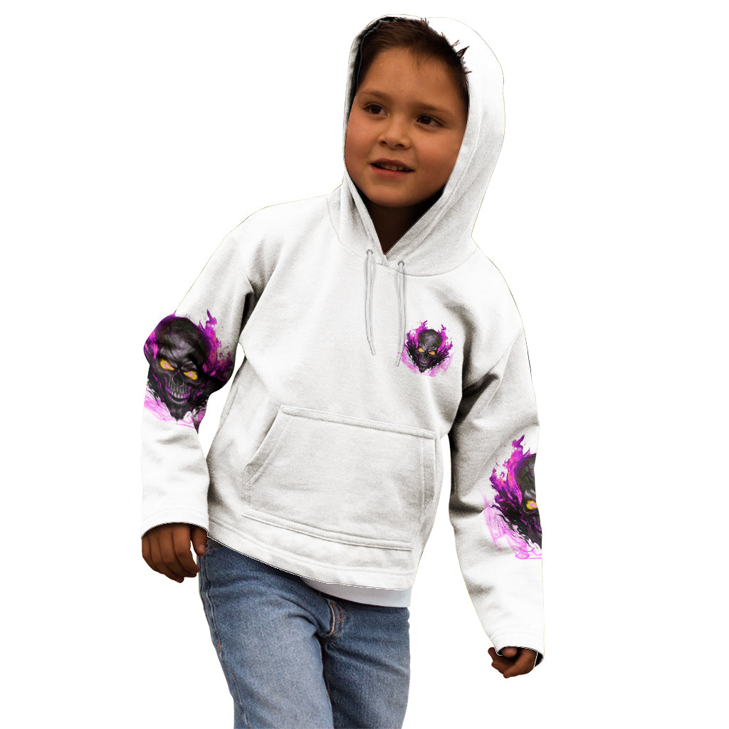 Walk Away Fire Eyes Skull Kid Hoodie - Wonder Print Shop