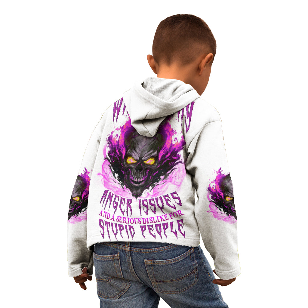 Walk Away Fire Eyes Skull Kid Hoodie - Wonder Print Shop