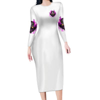 Walk Away Fire Eyes Skull Long Sleeve Bodycon Dress - Wonder Print Shop